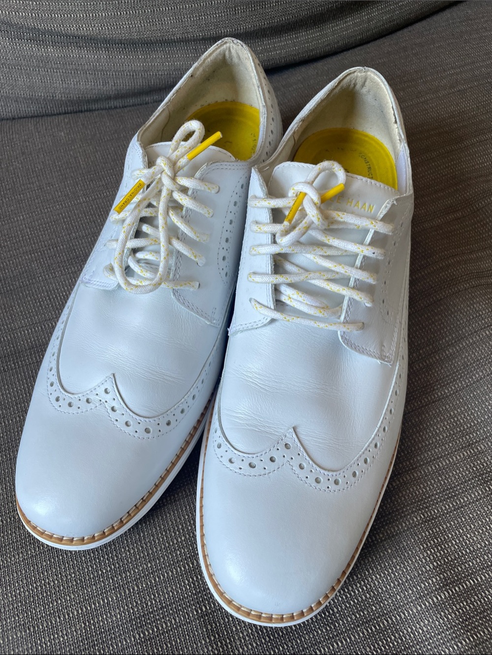 Cole Haan Grand 360 golf Men’s White Wingtip Leather Sneakers
